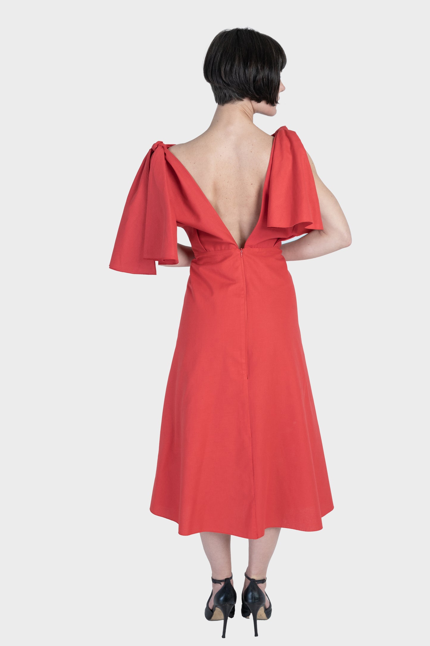 Leto Knotted Dress - Poppy Red