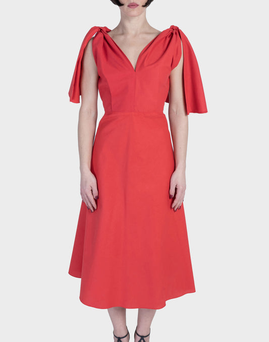 Leto Knotted Dress - Poppy Red