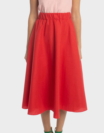 Phoebe Midi Skirt - Poppy Red